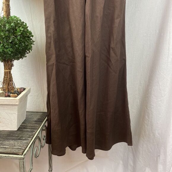 K Studio Brown Linen Blend Sleeveless Midi Dress 8 - Picture 4 of 7